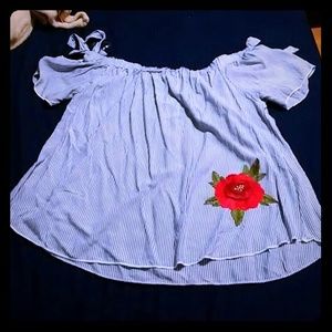 Embroidered Off the Shoulder Blouse